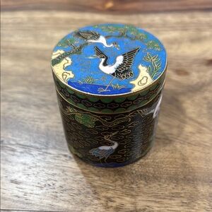 Vintage Chinese Cloisonné Elegant Blue and Black Decorative Box